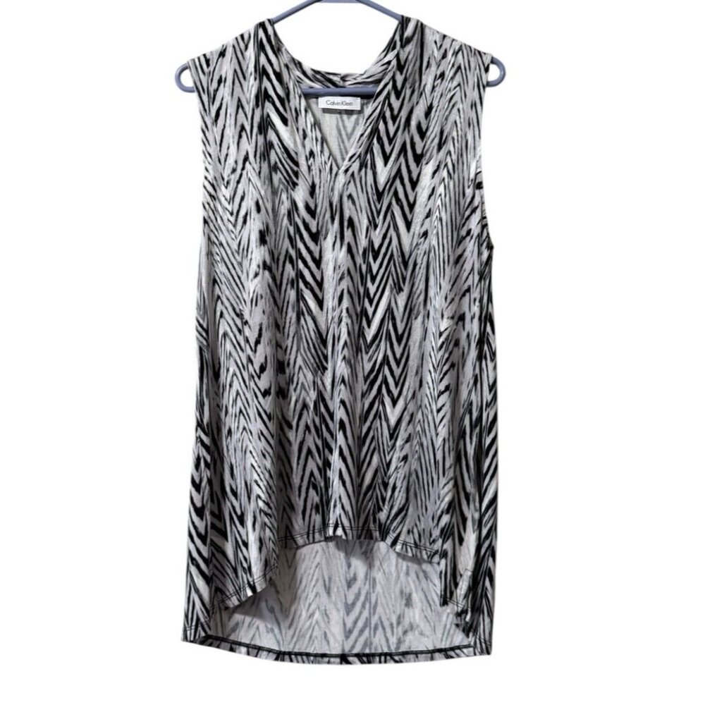 Calvin Klein Tunic Top Women Size Measured Stretch Vacation Beach Casual Travel